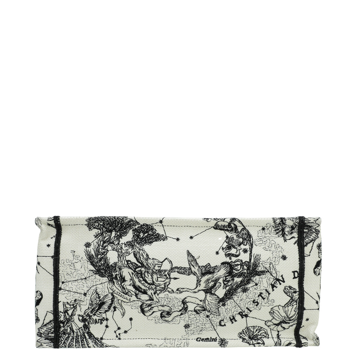 Christian Dior Latte Multicolor Zodiac Embroidered Medium Book Tote Bag