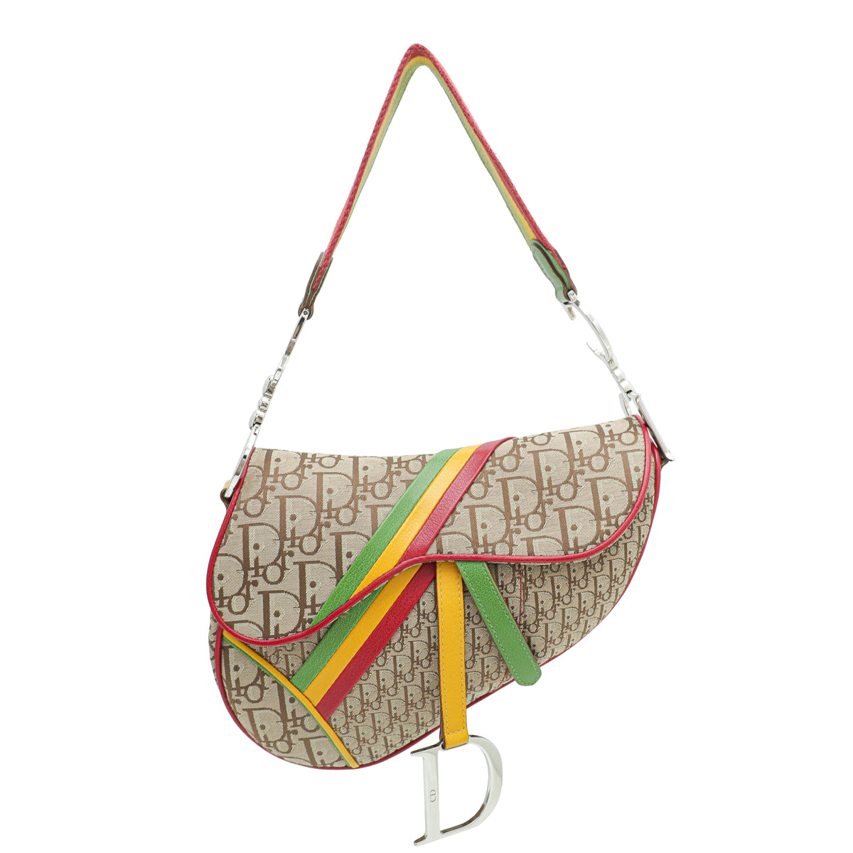 Christian Dior Multicolor Rasta Saddle Oblique Medium Bag-Christian Dior-THE CLOSET