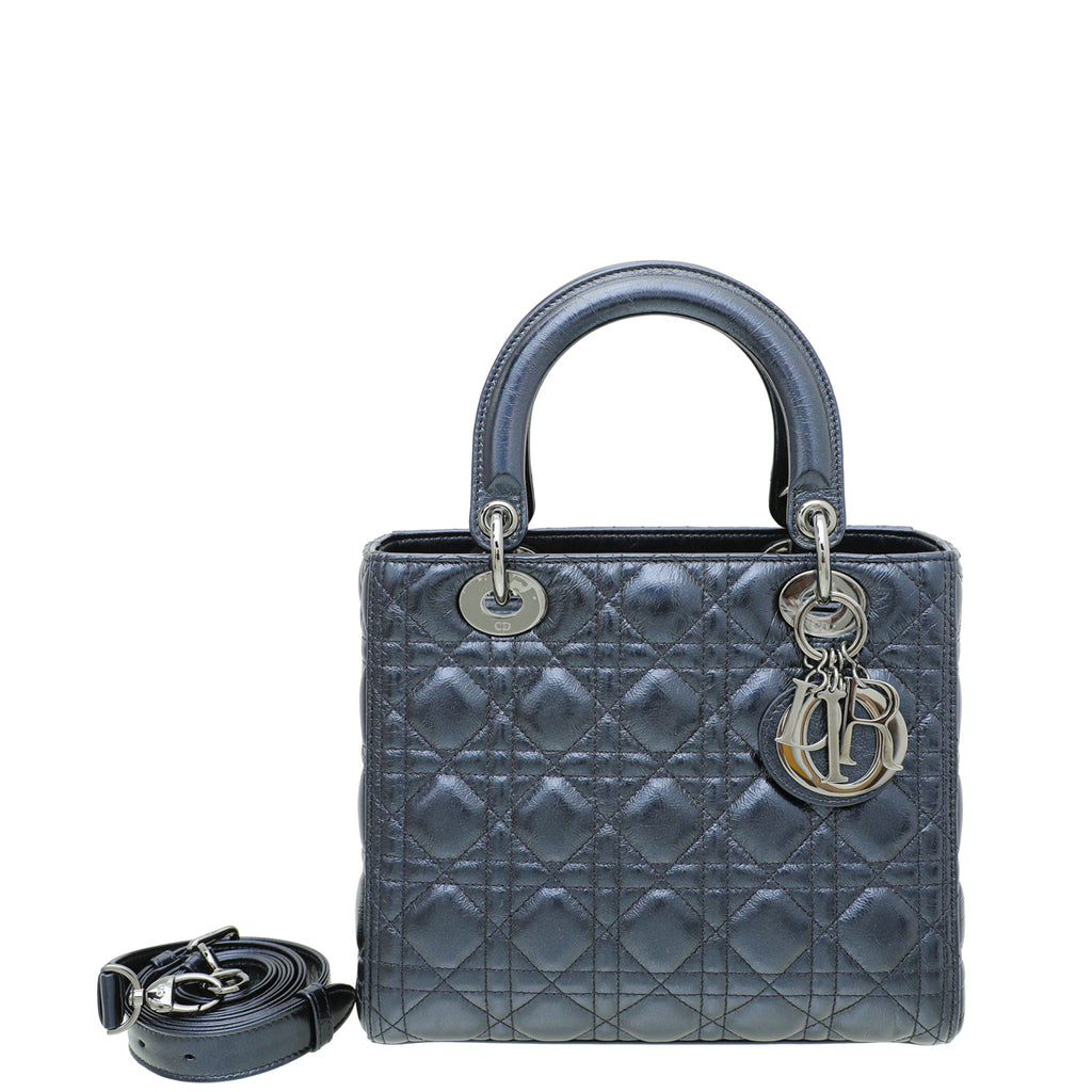 Christian Dior Navy Blue Lady Dior Pearly Medium Bag THE CLOSET