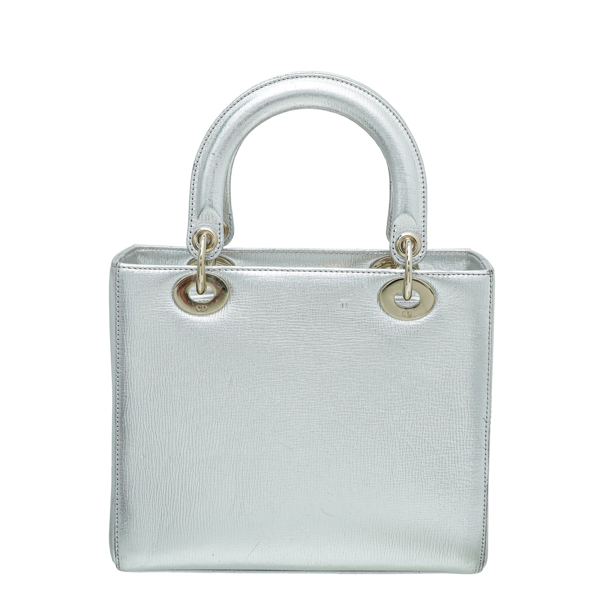 Christian Dior Metallic Silver Charm Appliques Lady Dior Medium Bag-Christian Dior-THE CLOSET