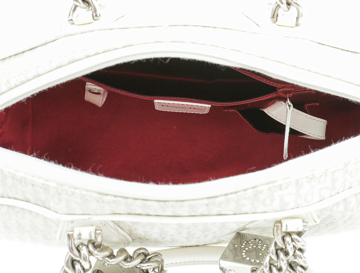 Dior White Oblique Canvas and Leather Gambler Dice Bag Dior