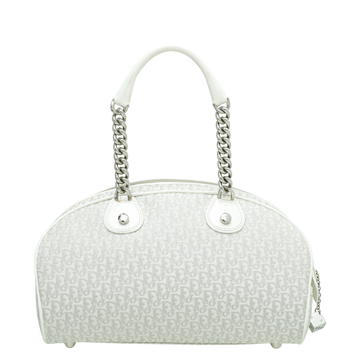 Christian Dior White Oblique Gambler Dice Bowler Bag