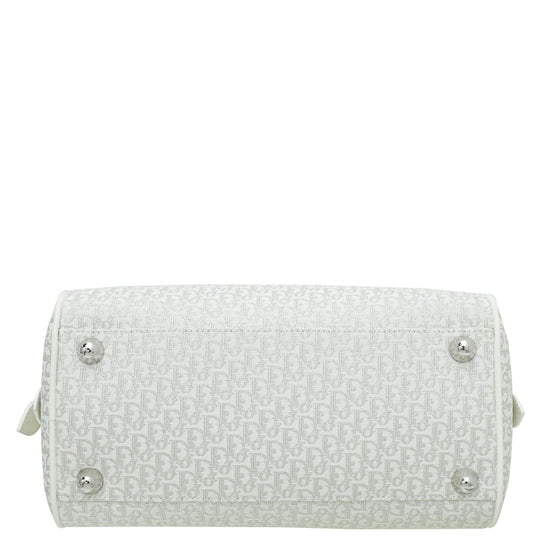 Christian Dior White Oblique Gambler Dice Bowler Bag