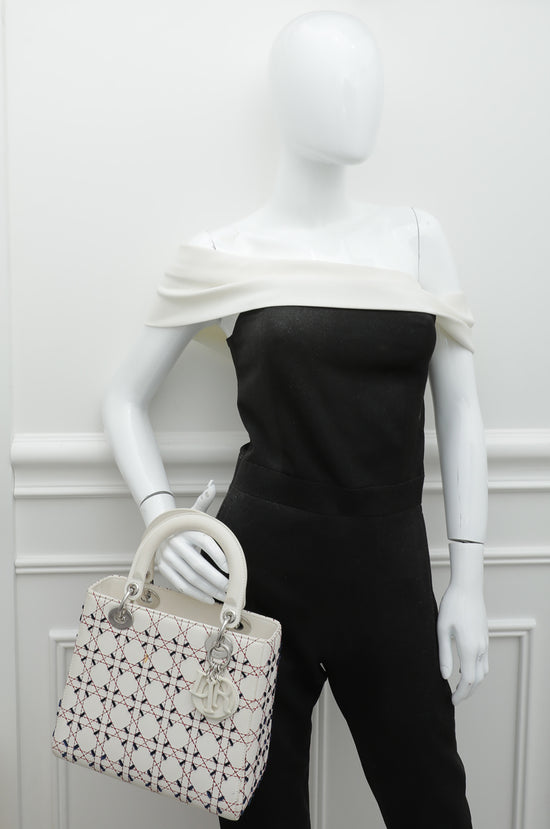 Christian Dior Tricolor Cannage Stitched Ltd.Ed. Lady Dior Medium Bag