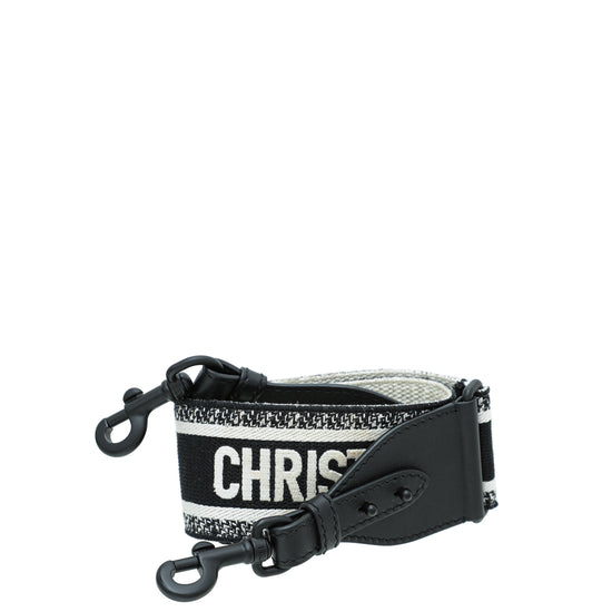 Christian Dior Black Ultramatte CHRISTIAN DIOR' Embroidery Bag Strap