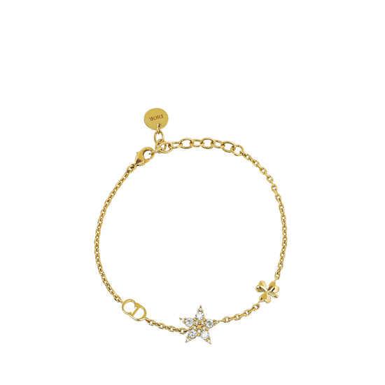 Christian Dior Gold Tone CD Star Crystal Bracelet