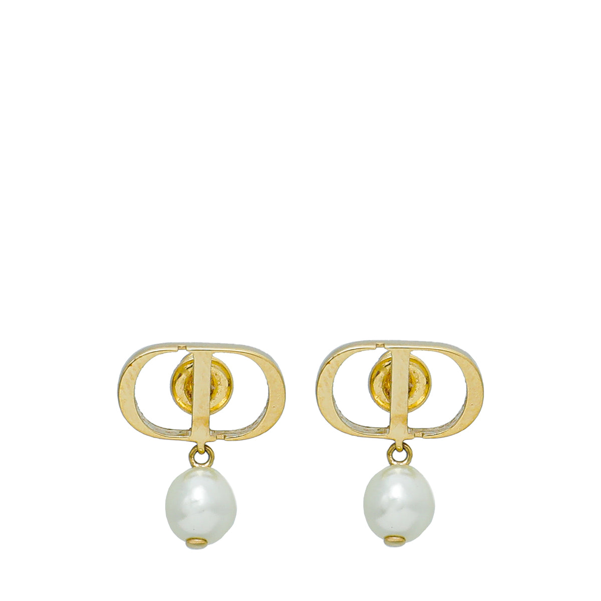 Christian Dior White CD Petit Earrings-Christian Dior-THE CLOSET