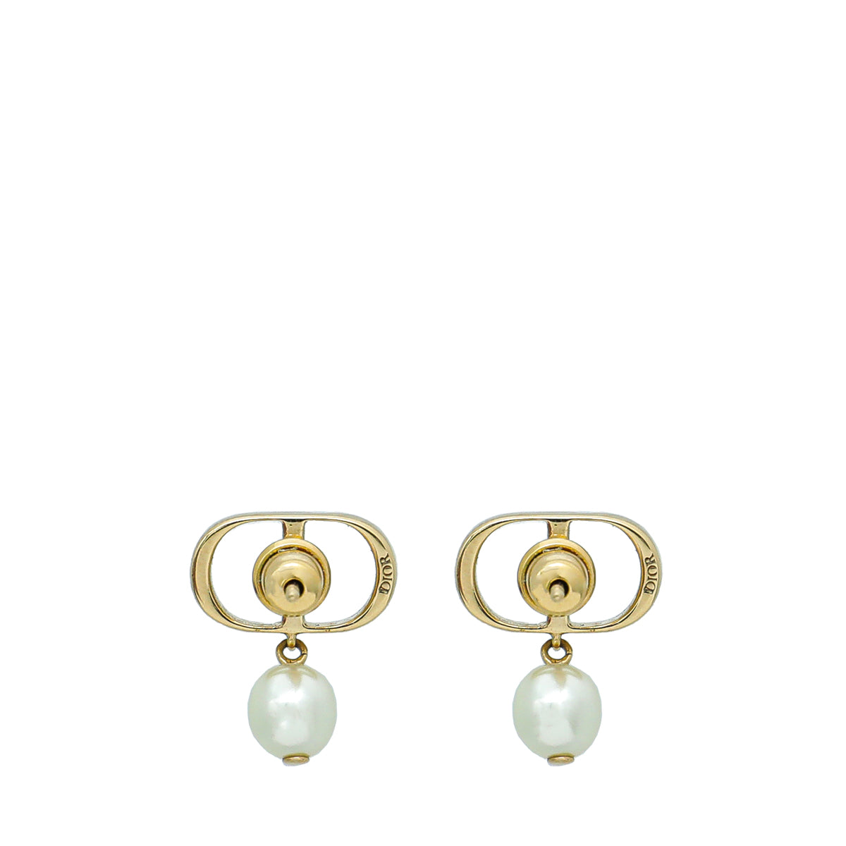 Christian Dior White CD Petit Earrings-Christian Dior-THE CLOSET