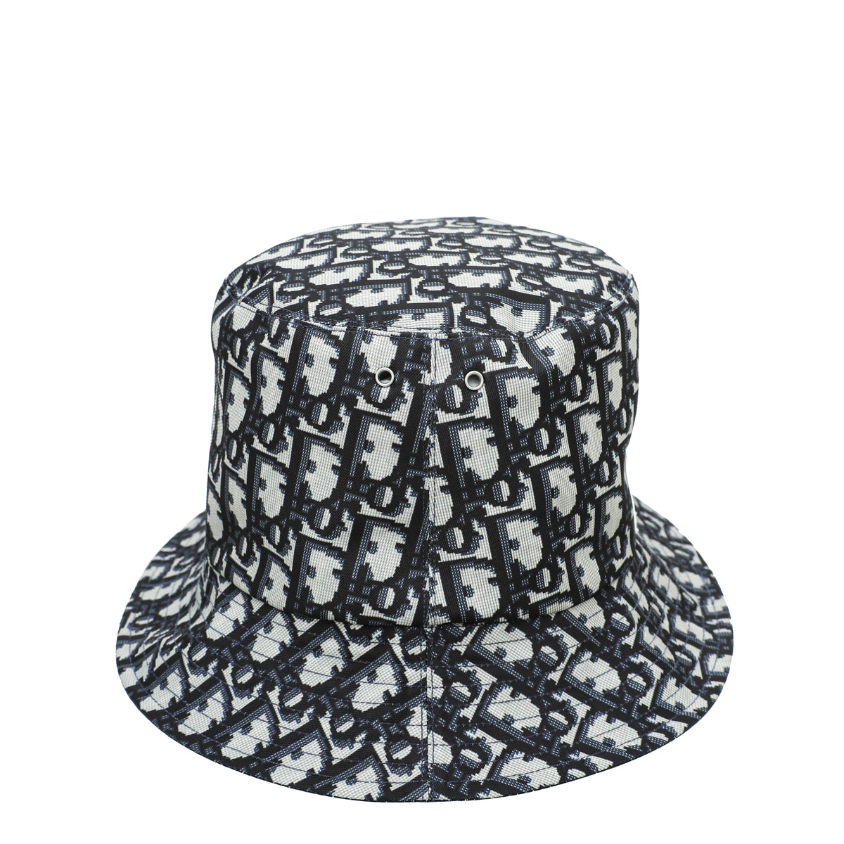 Christian Dior Navy Blue Oblique Teddy- D Reversible Short Brim Bucket Hat-Christian Dior-THE CLOSET