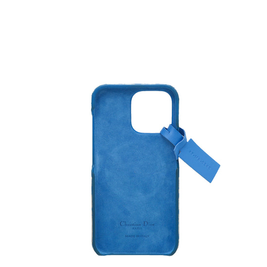 DiorTravel Cover for iPhone 13 Pro Blue Toile de Jouy Smooth Calfskin