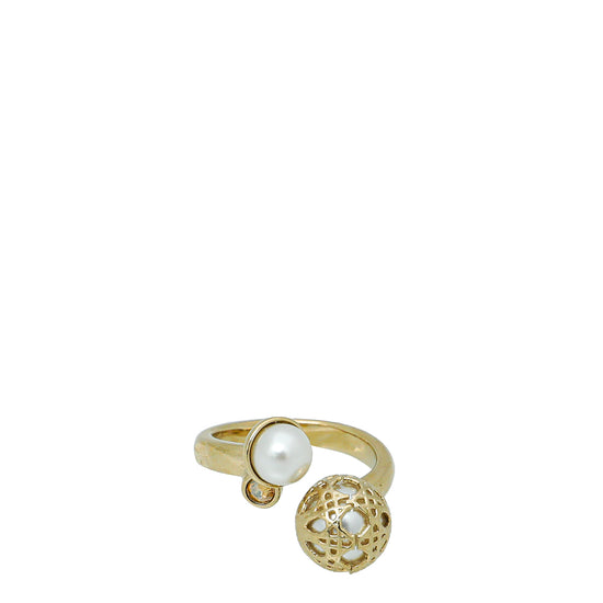 Christian Dior White Pearl Secret Cannage Small Ring