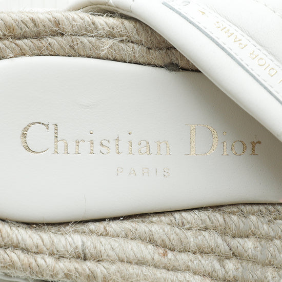 Christian Dior White Cannage D Twist Slide Sandal 35