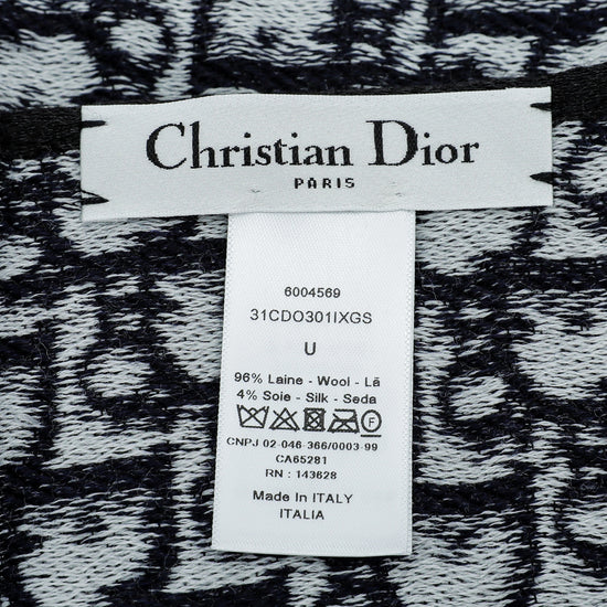 Christian Dior Bicolor Oblique University Reversible Wool Silk Scarf