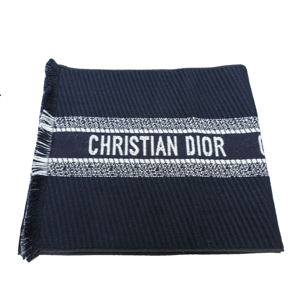 Christian Dior Bicolor Oblique University Reversible Wool Silk Scarf-Christian Dior-THE CLOSET