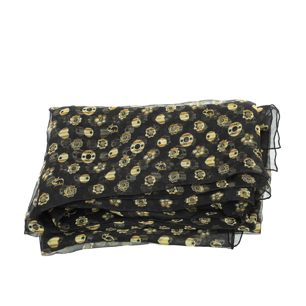 Christian Dior Bicolor Heart Star Ball Logo Print Silk Scarf-Christian Dior-THE CLOSET