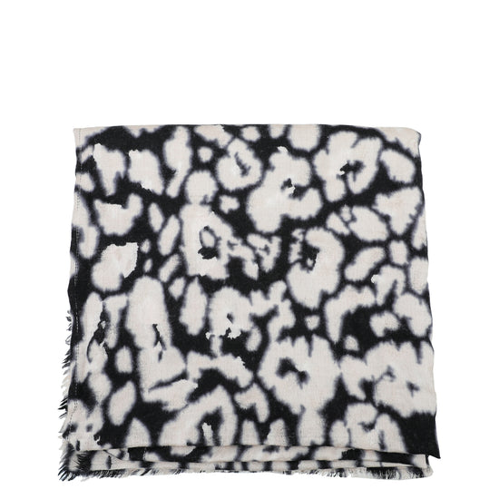 Christian Dior Bicolor Leopard Logo Embroidered Scarf