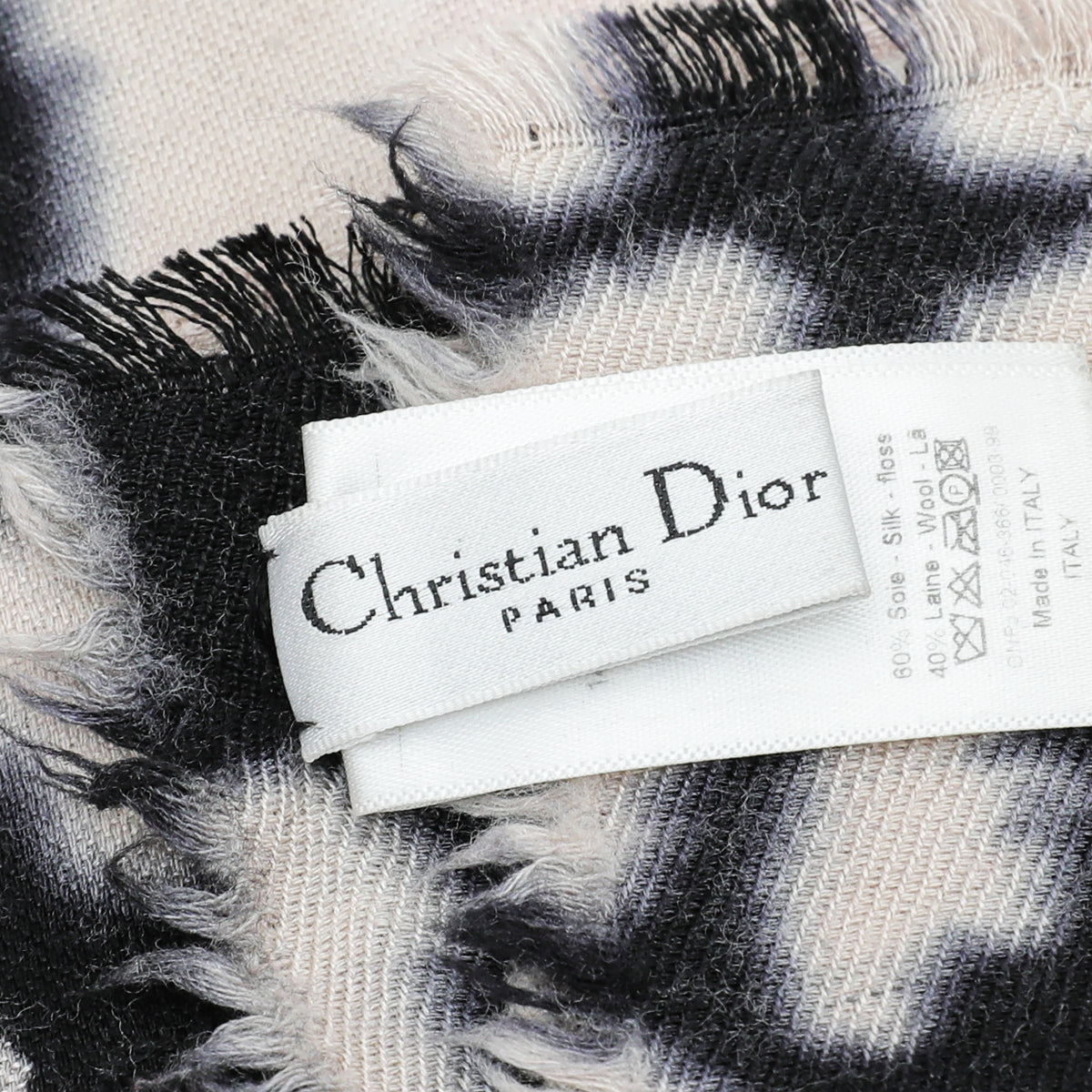 Christian Dior Bicolor Leopard Logo Embroidered Scarf