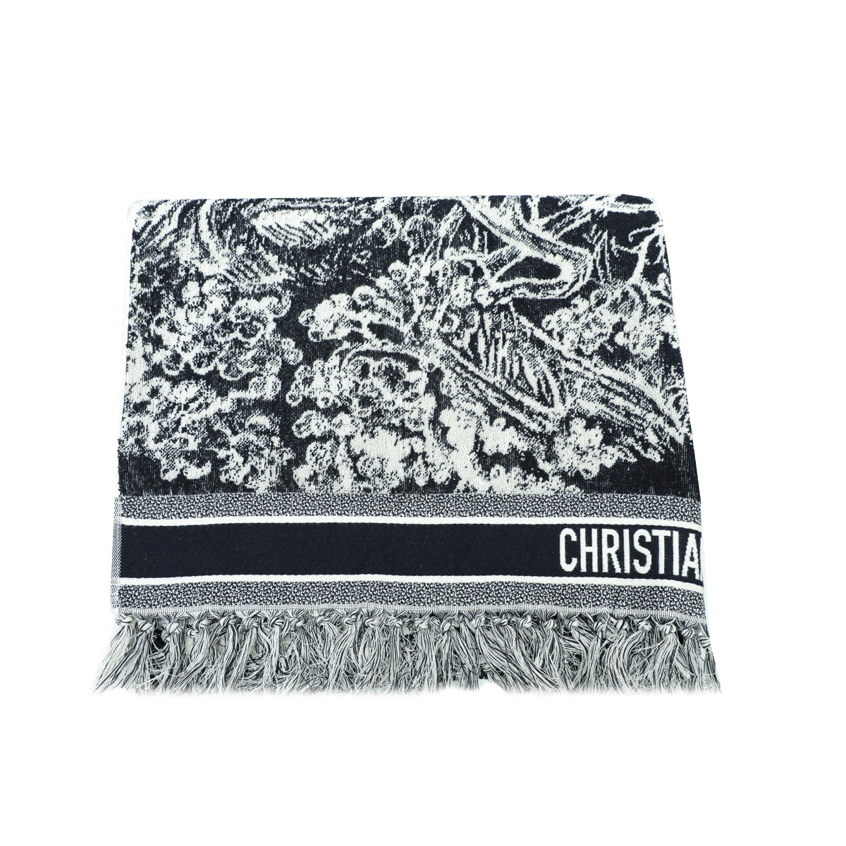 Christian Dior Bicolor Wool Dioriviera Toile De Jouy Throw Towel-Christian Dior-THE CLOSET