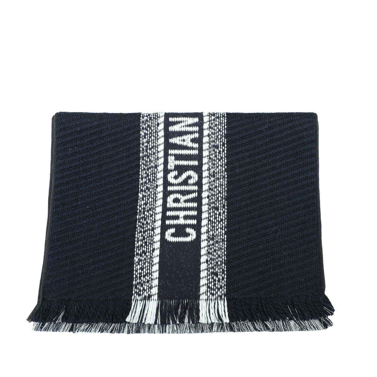 Christian Dior Bicolor Oblique University Reversible Wool Silk Scarf-Christian Dior-THE CLOSET