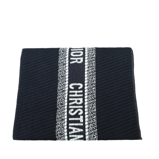 Christian Dior Bicolor Oblique University Reversible Wool Silk Scarf