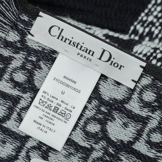 Dior Oblique University Reversible Scarf Gray Wool and Silk