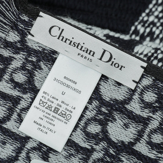 Christian Dior Bicolor Oblique University Reversible Wool Silk Scarf