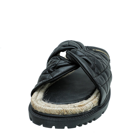 Christian Dior Black Cannage D twist Slide Sandals 40