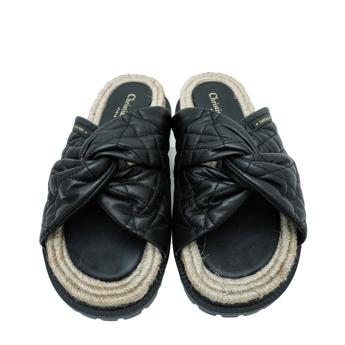 Christian Dior Black Cannage D twist Slide Sandals 40 – THE CLOSET