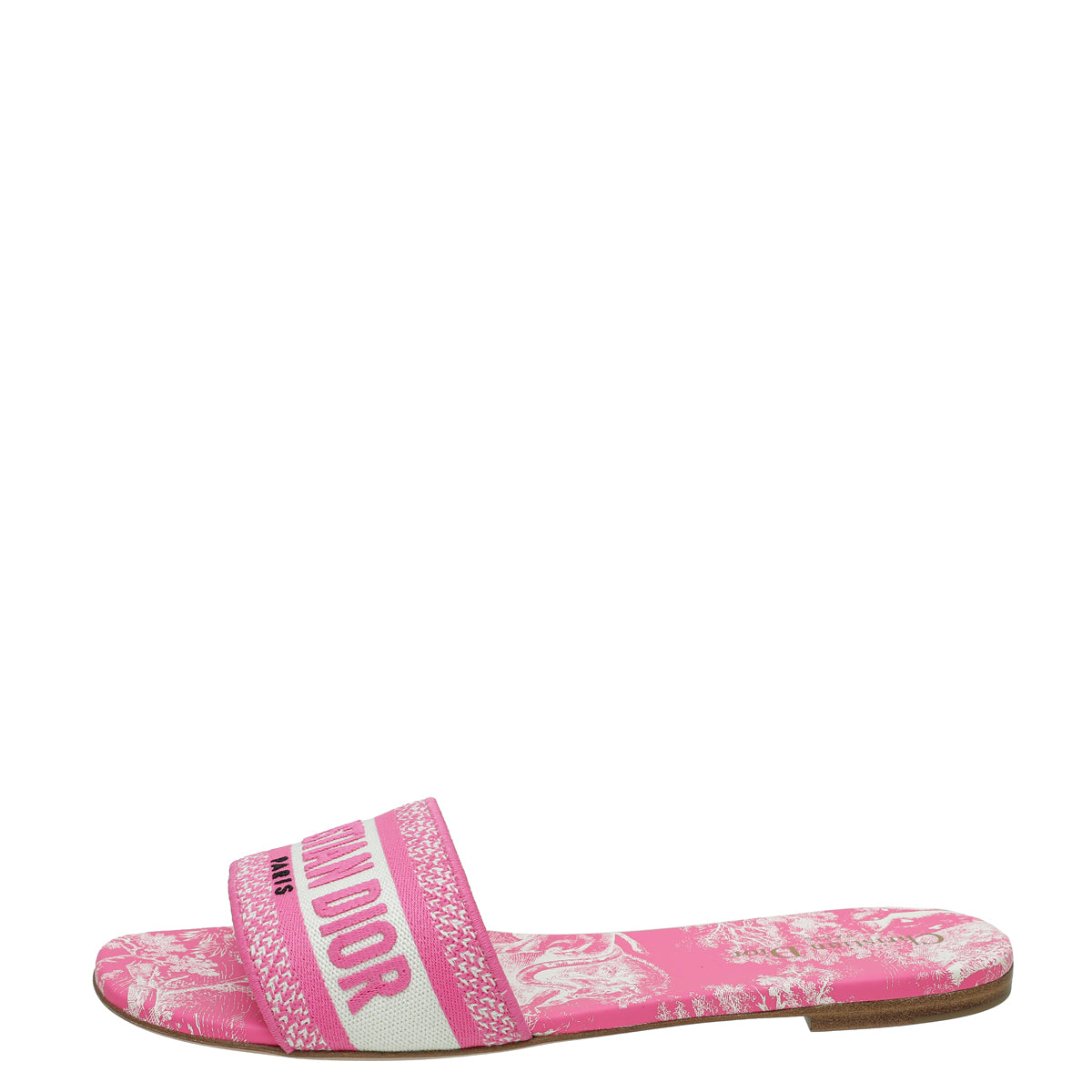 Christian Dior Bright Pink Dway Toile De Jouy Embroidered Slide Sandal 41