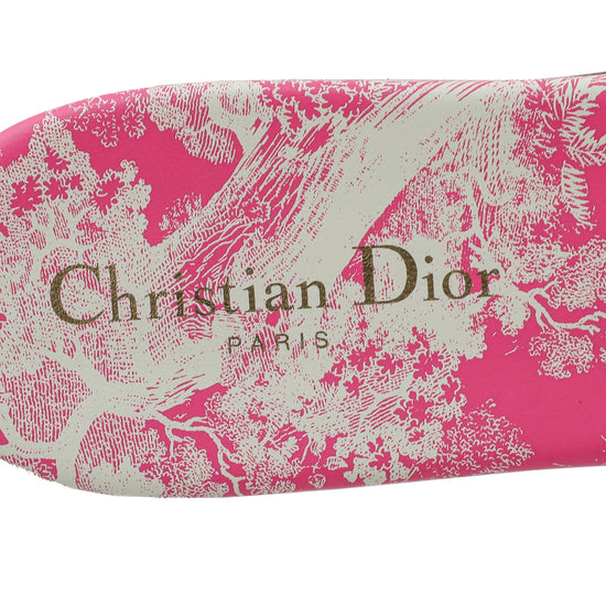 Christian Dior Bright Pink Dway Toile De Jouy Embroidered Slide Sandal 41