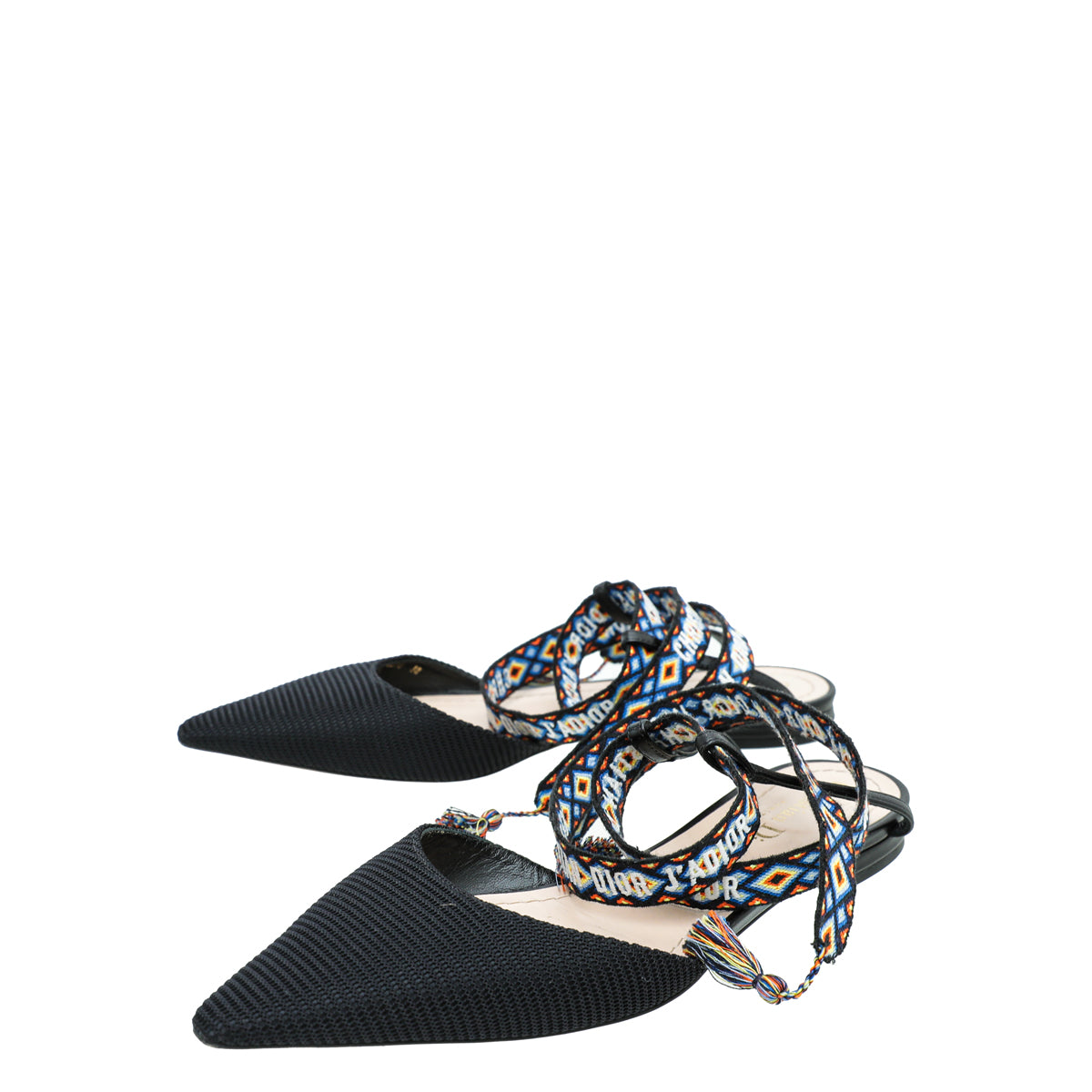 Christian Dior Black Technical Fabric J'adior IT Flat 38-Christian Dior-THE CLOSET