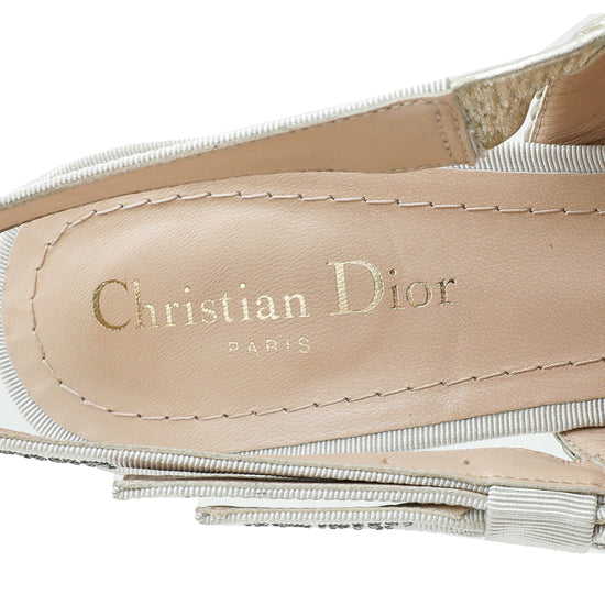 Christian Dior Pale Gold J'adior Woven Laminated Slingback Pump 40