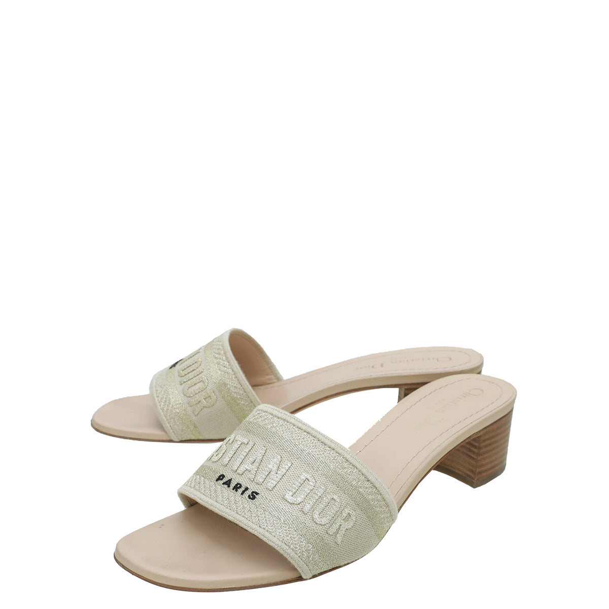 Christian Dior Bicolor Dway Cotton Embroidered Mules 39-Christian Dior-THE CLOSET