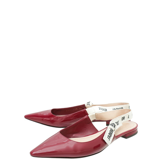 Christian Dior Scarlet J'Adior Ballerina Flat Slingback 38.5