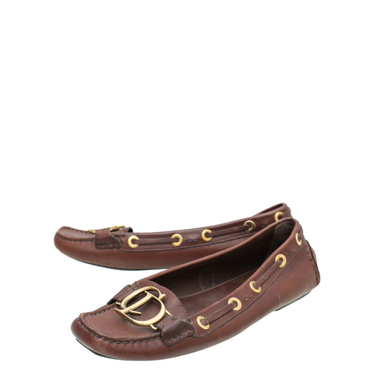 Christian Dior Brown CD Loafers 37