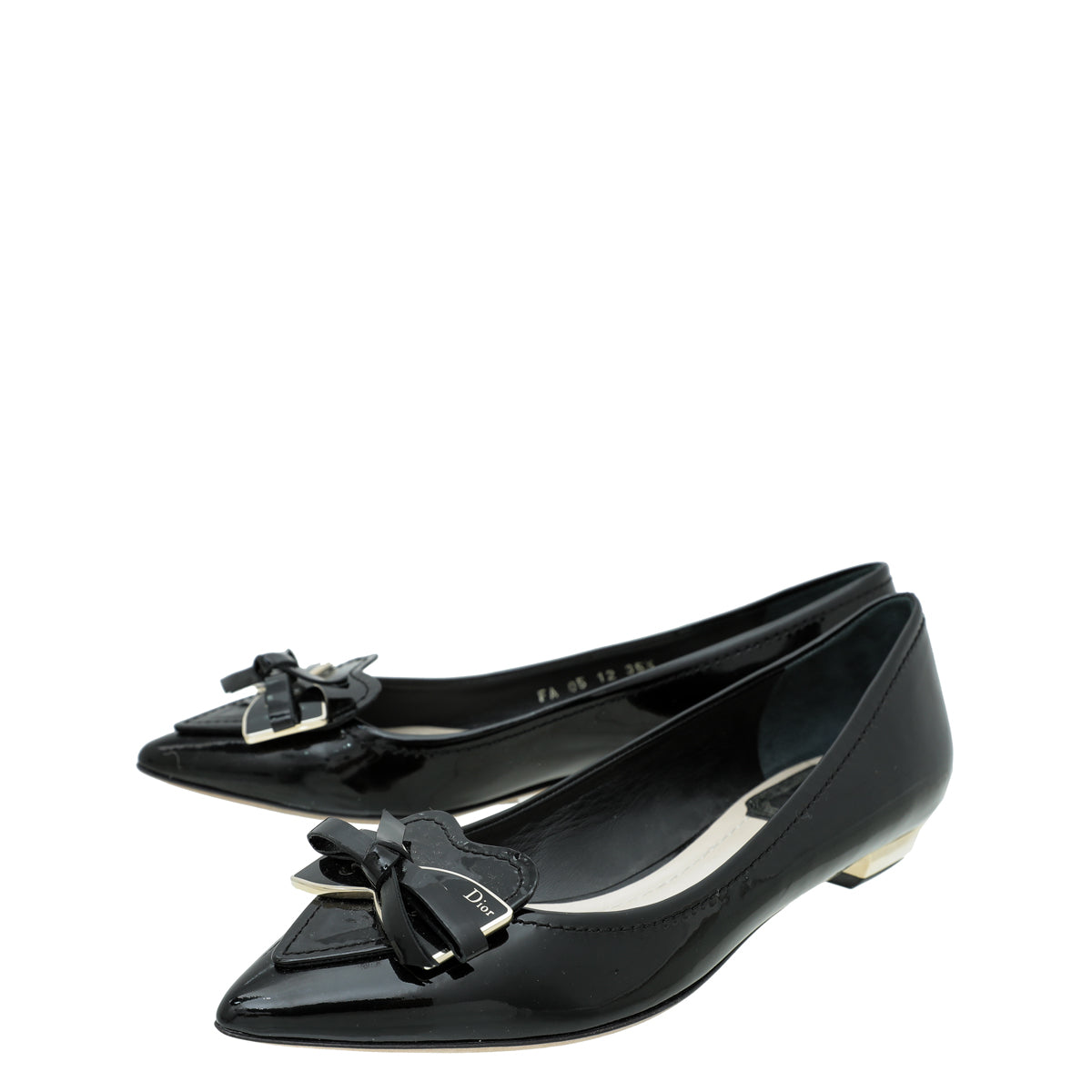 Christian Dior Black Bow Pointed Flat Ballet 35.5-Christian Dior-THE CLOSET