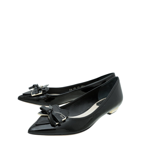 Christian Dior Black Bow Pointed Flat Ballet 35.5