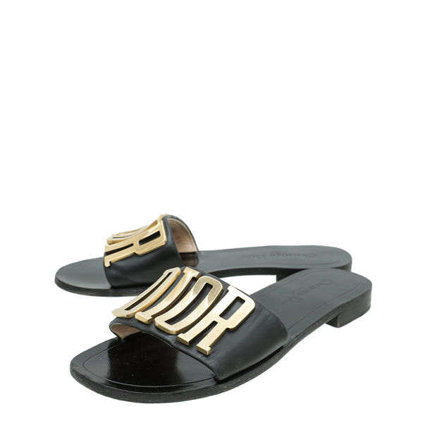 Christian Dior Black Evolution Slide Sandals 38 THE CLOSET