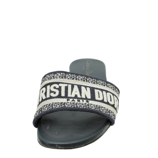 Christian Dior Navy Blue Dway Technical Fabric Sandal 38