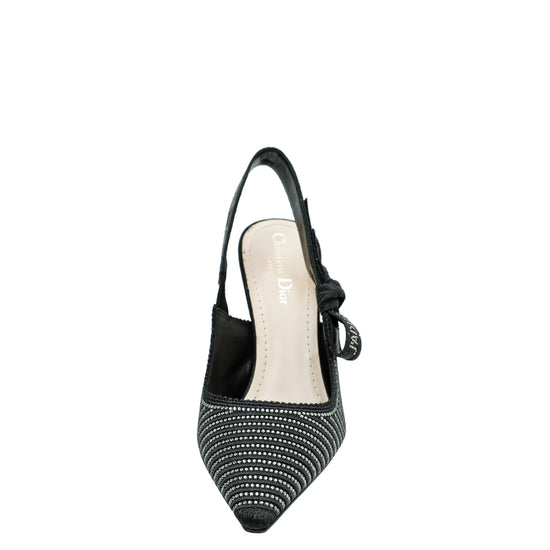 Christian Dior Black J'adior Strass Slingback 38.5