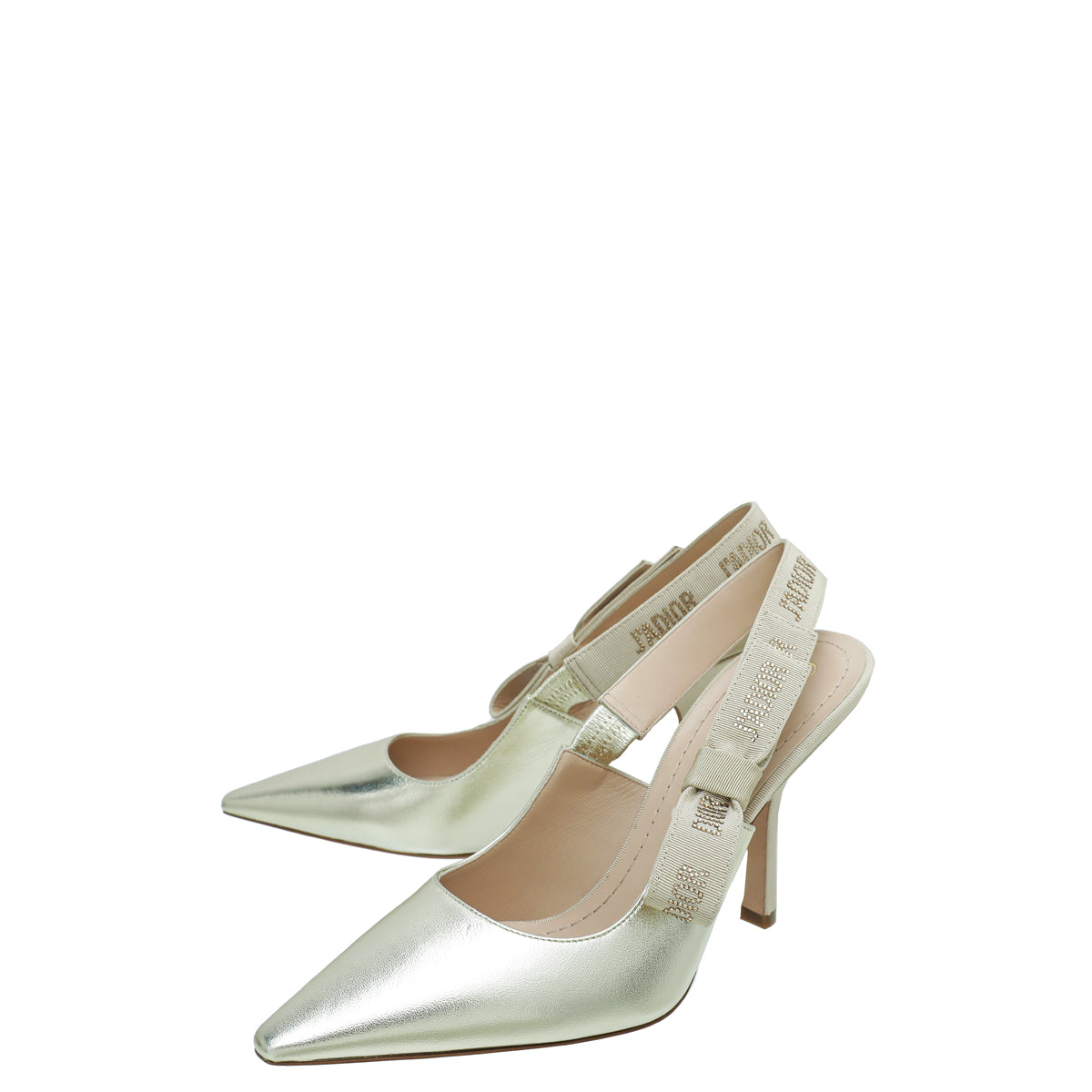 Christian Dior Pale Gold J'adior Metallic Leather Slingback