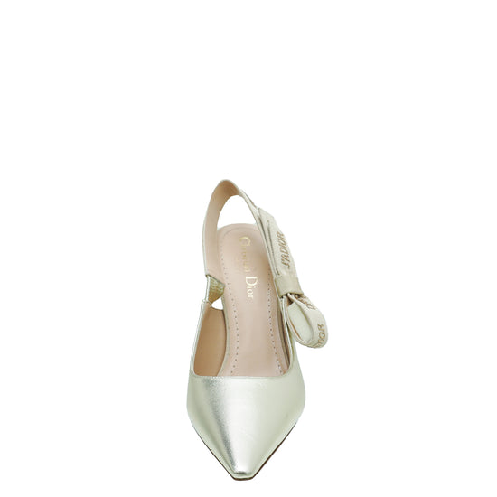 Christian Dior Pale Gold J'adior Metallic Leather Slingback