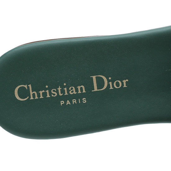 Christian Dior Green 30 Montaigne Flat Mules 37