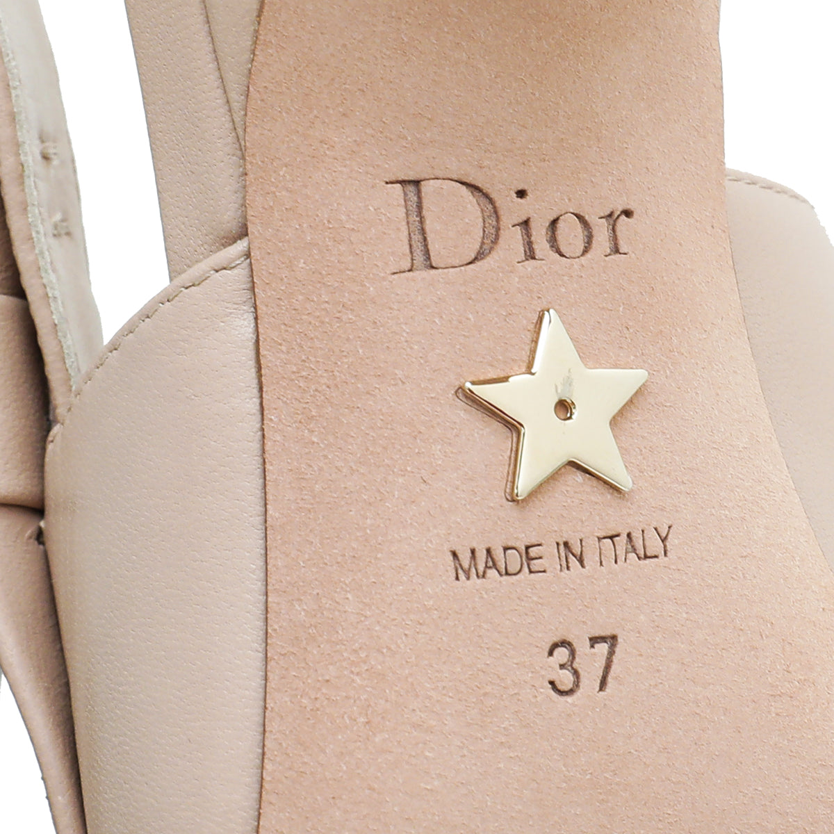 Christian Dior Nude Studded J'Adior Slingback Pumps 37