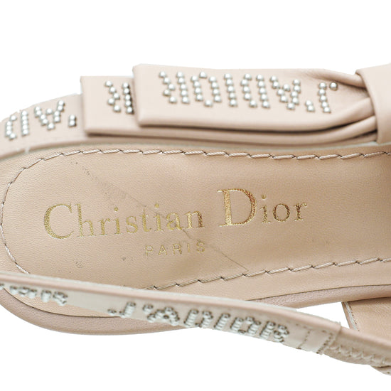 Christian Dior Nude Studded J'Adior Slingback Pumps 37