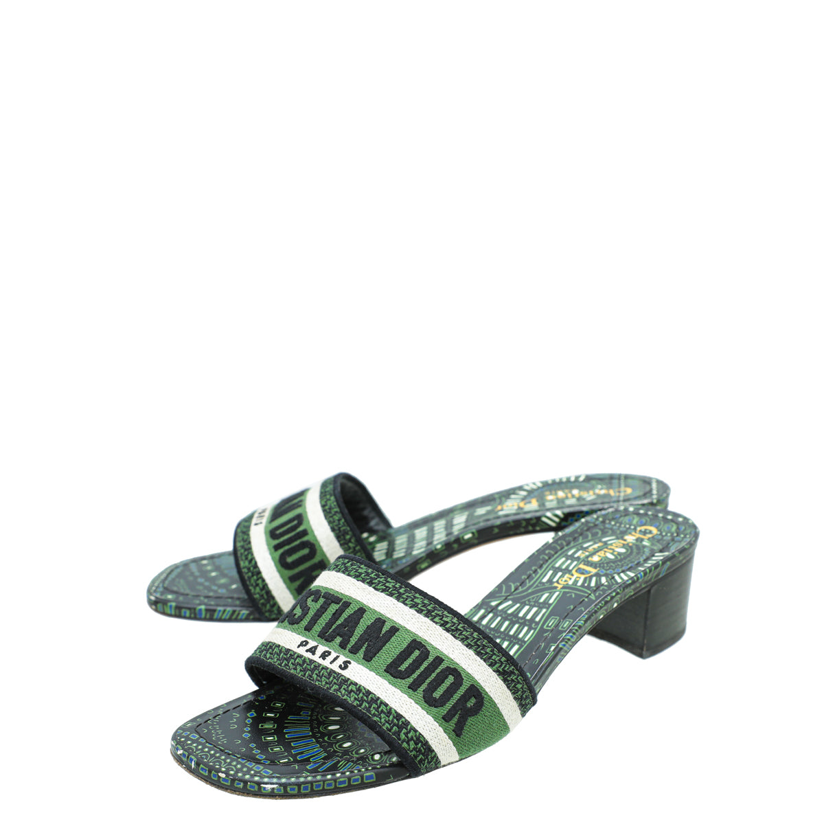 Christian Dior Bicolor Dway Heeled Slide 38-Christian Dior-THE CLOSET