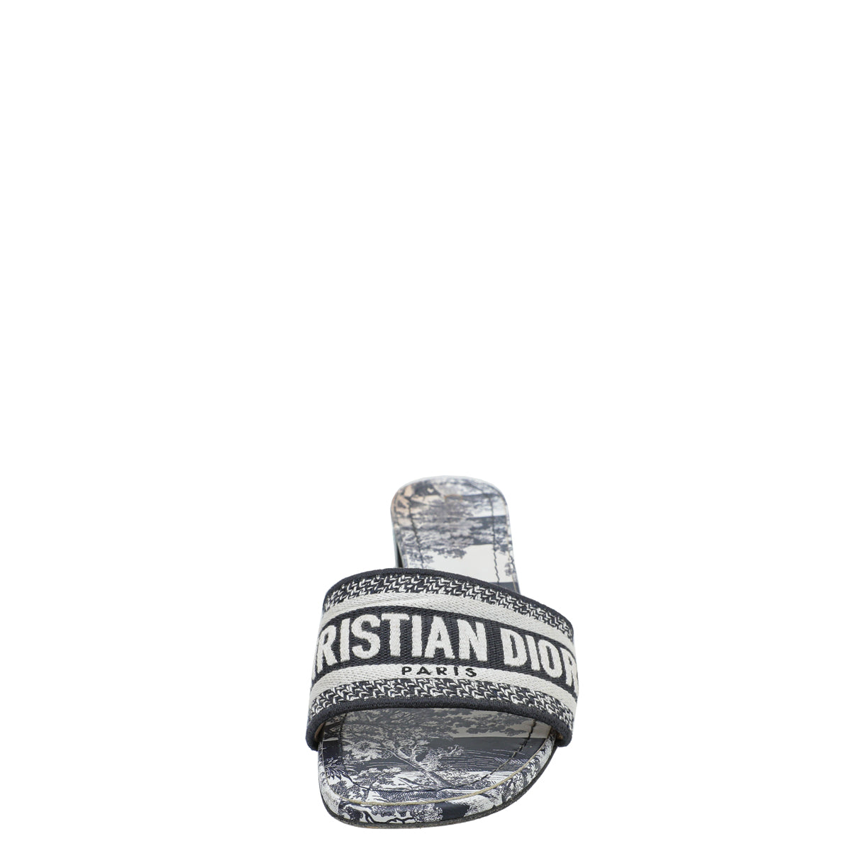 Christian Dior Navy Blue Dway Toile De Jouy Embroidered Mules 39-Christian Dior-THE CLOSET