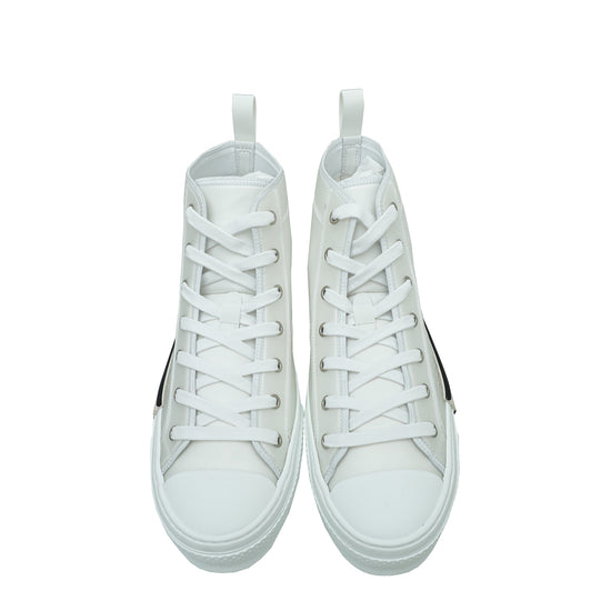 Christian Dior White B23 Canvas High Top Sneakers 42