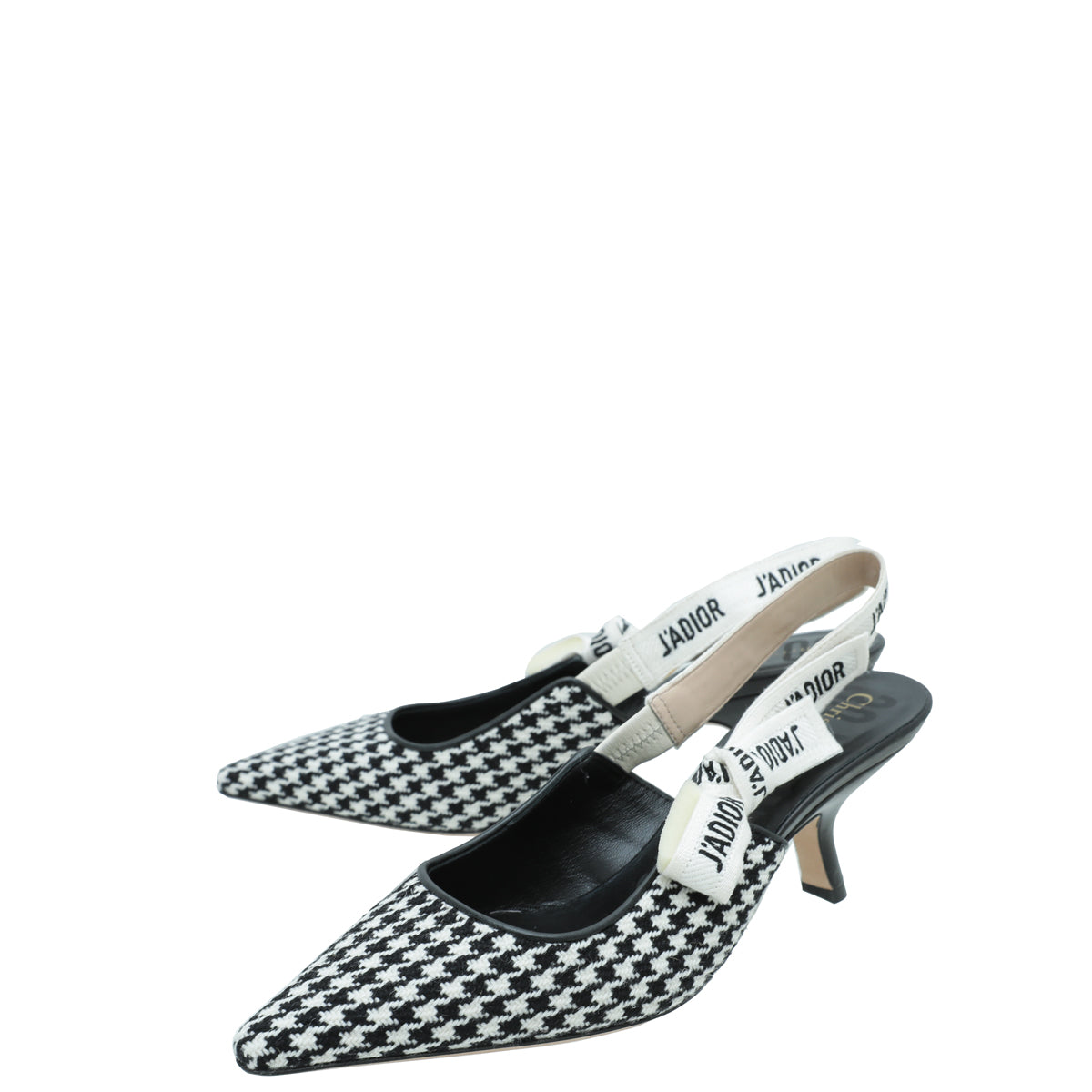 Christian Dior Bicolor J'ADIOR Houndstooth Wool Embroidered Slingback 37