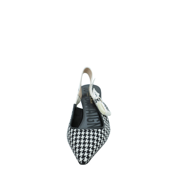 Christian Dior Bicolor J'ADIOR Houndstooth Wool Embroidered Slingback 37